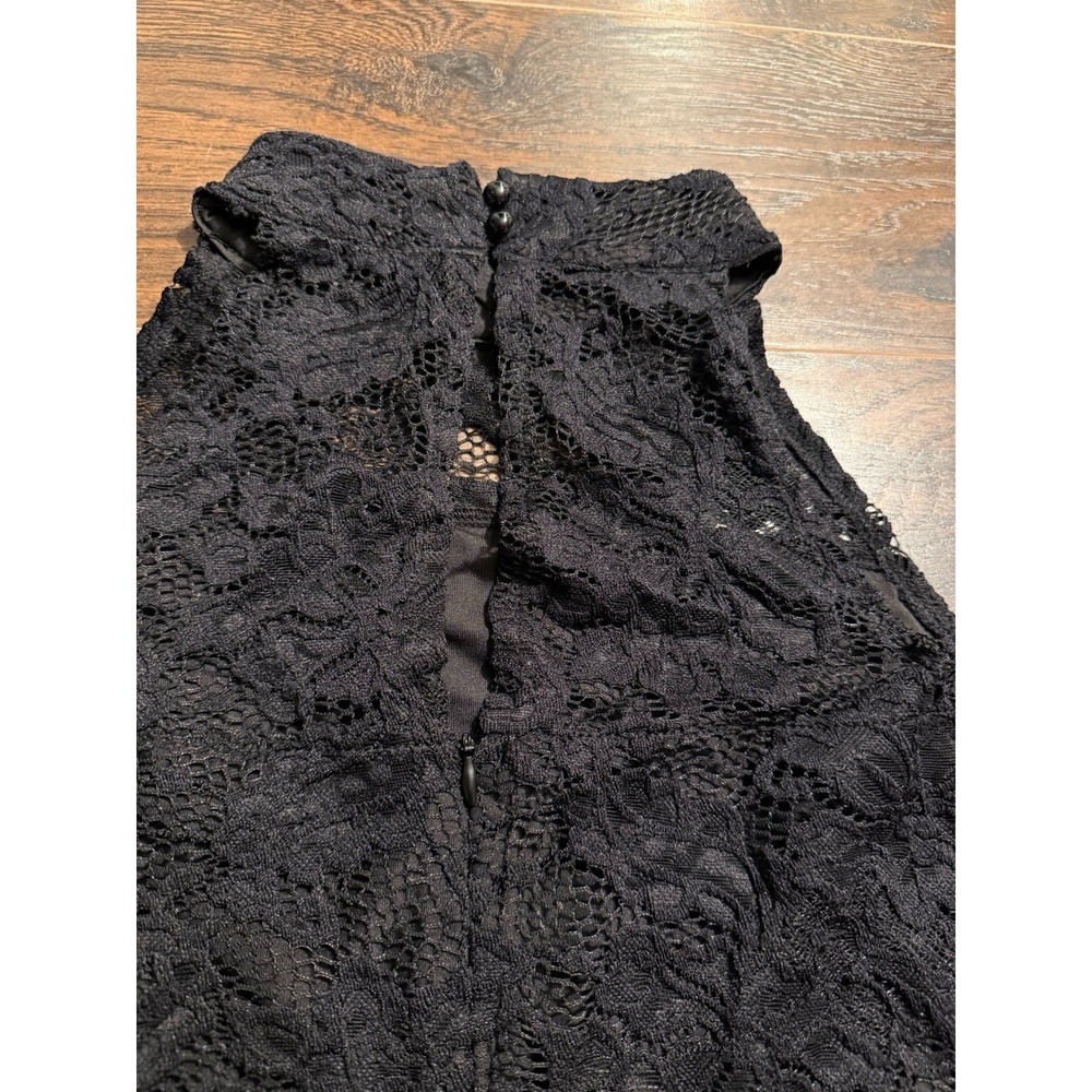 Black Lace High Neck Fit & Flare Cocktail Dress Sleeveless Party Formal ALine 2X - Picture 8 of 8